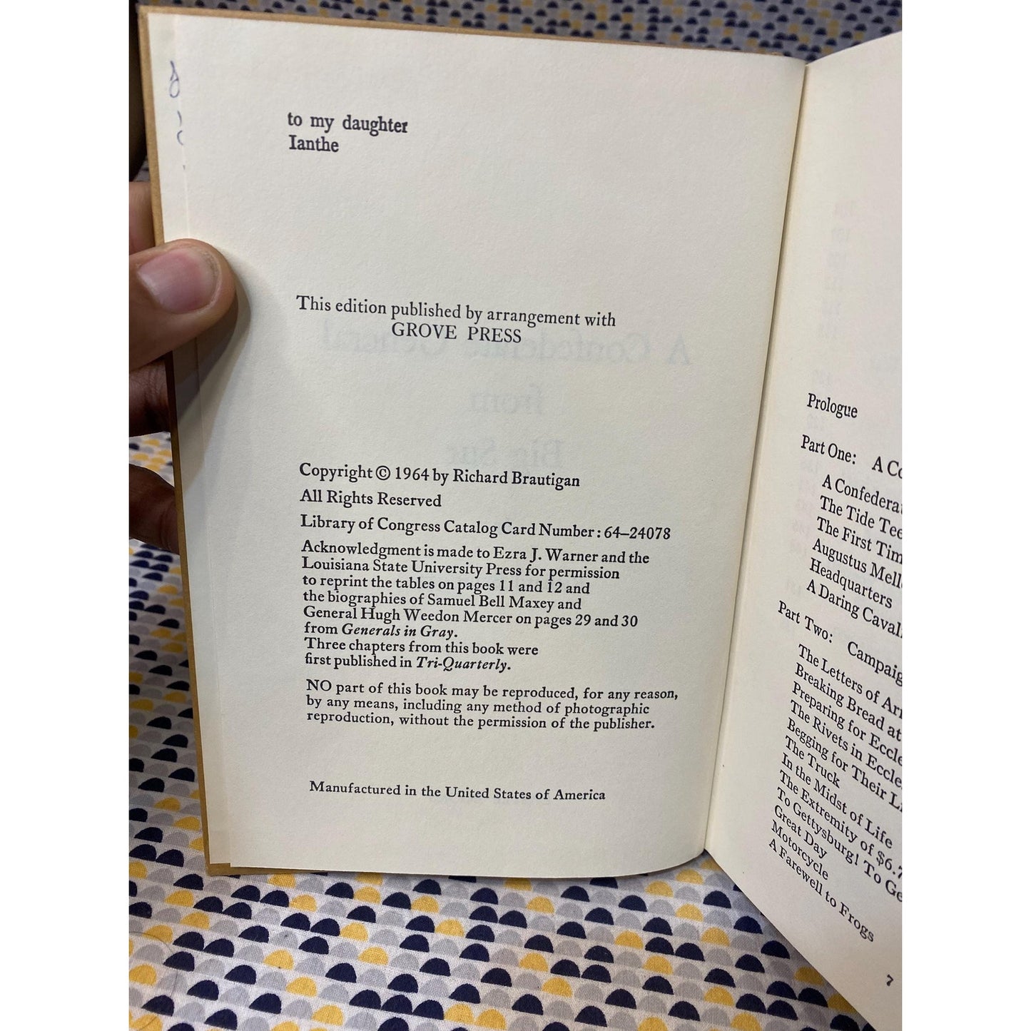 A Confederate General From Big Sur - Richard Brautigan -Castle Books 1st Edition
