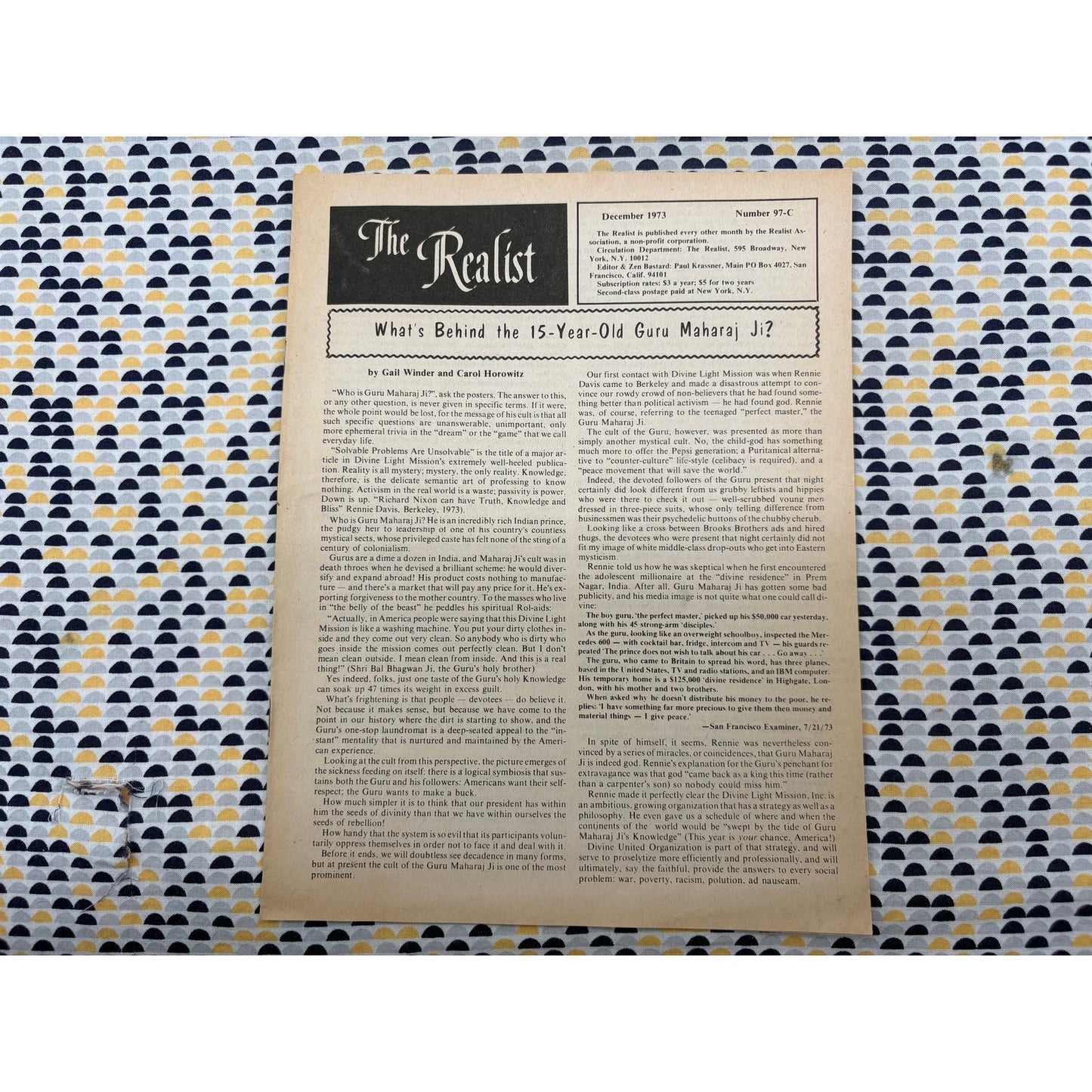 The Realist Magazine - Counterculture Newspaper- Vintage Paper