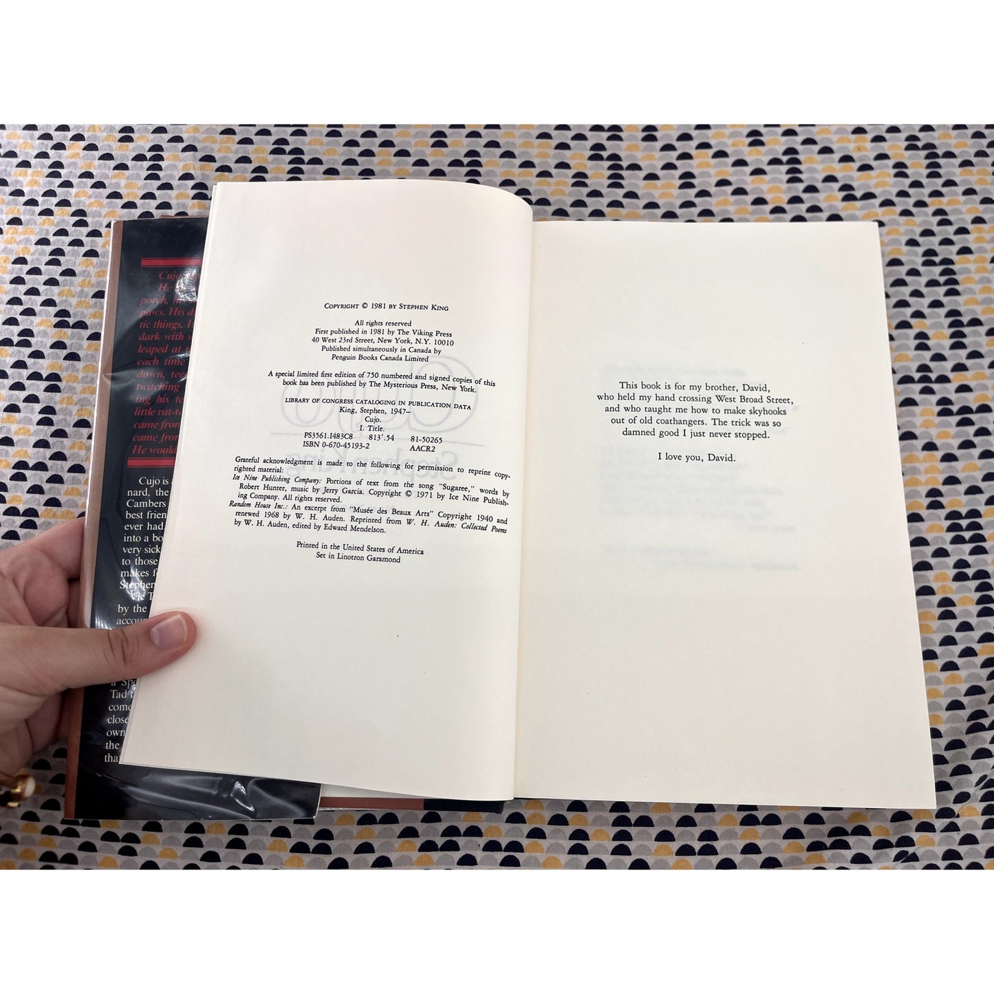 Cujo - Stephen King - Vintage Hardcover Book - 1981 Viking Press - 1st Edition, 1st Printing