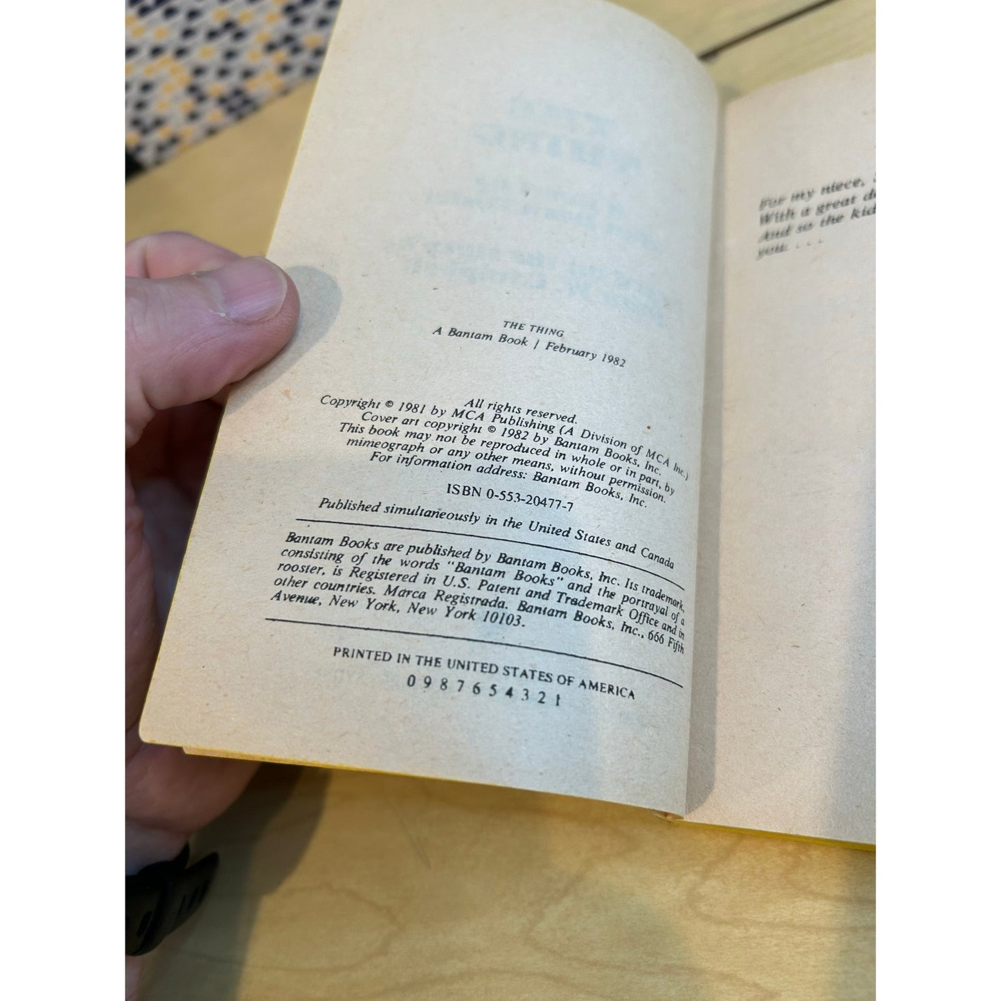 The Thing - Alan Dean Foster - Movie Novelization -Bantam 1st Printing