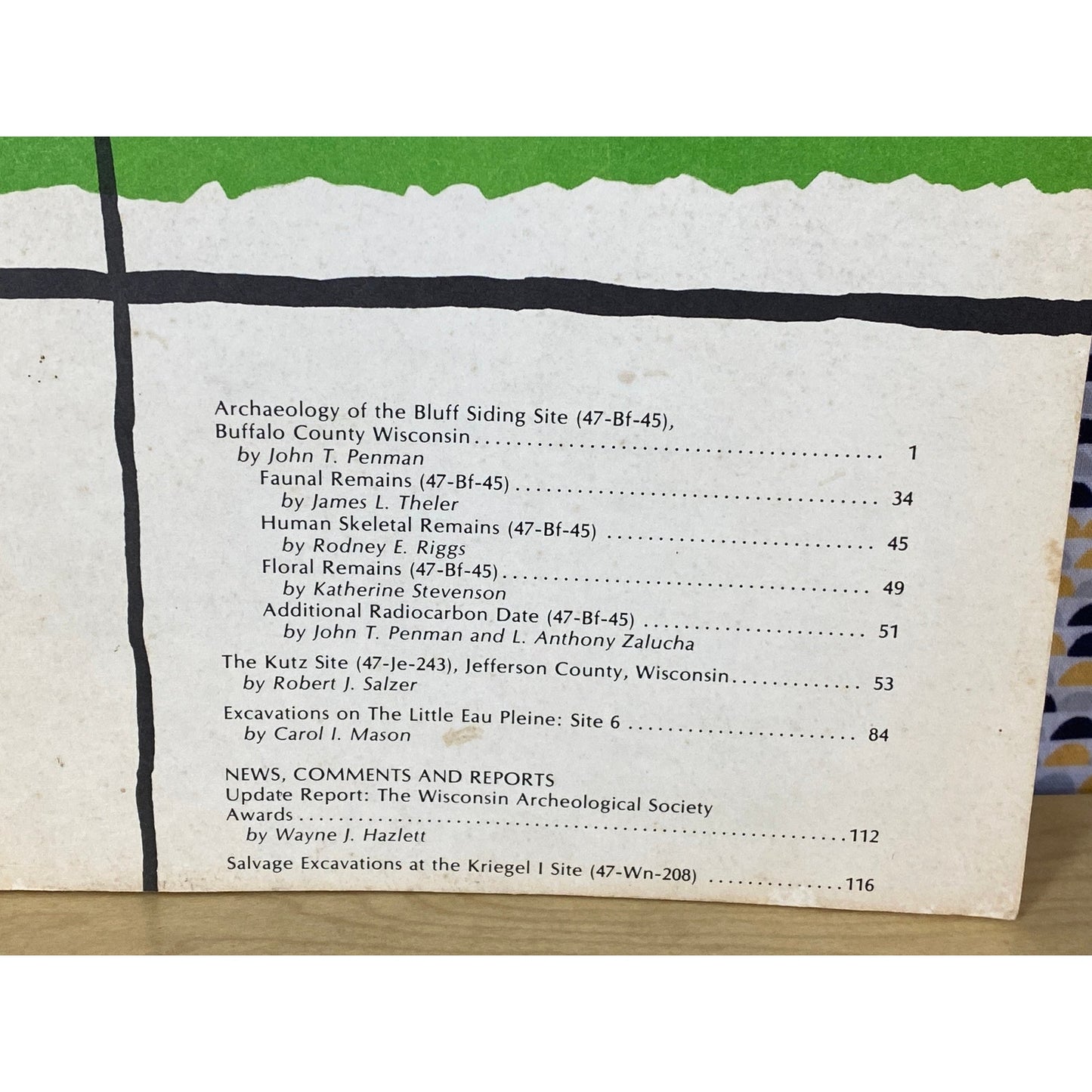 The Wisconsin Archeologist - March 1981 - Volume 62 Number 1 - Vintage Paperback Book - Wisconsin Archeological Society