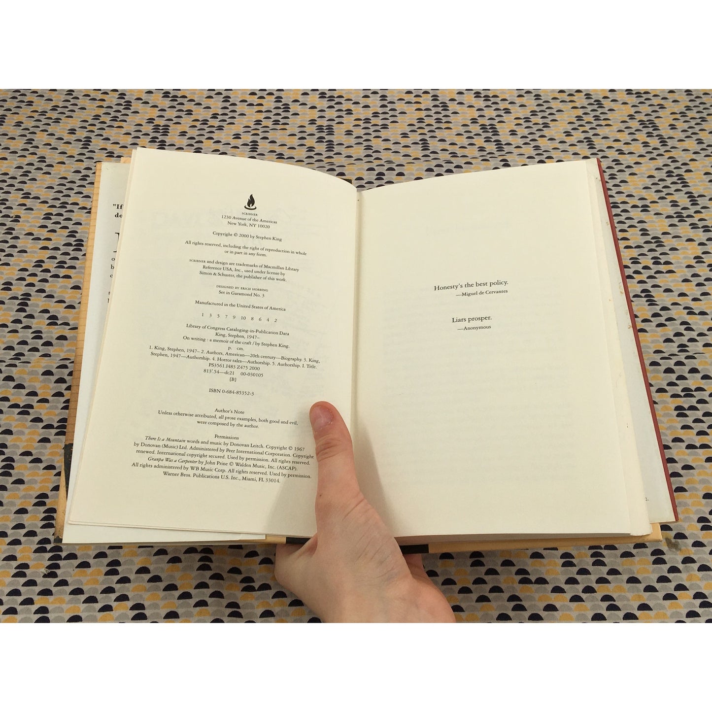 On Writing - Stephen King - Scribner - Hardcover - 1st Edition, 1st Printing