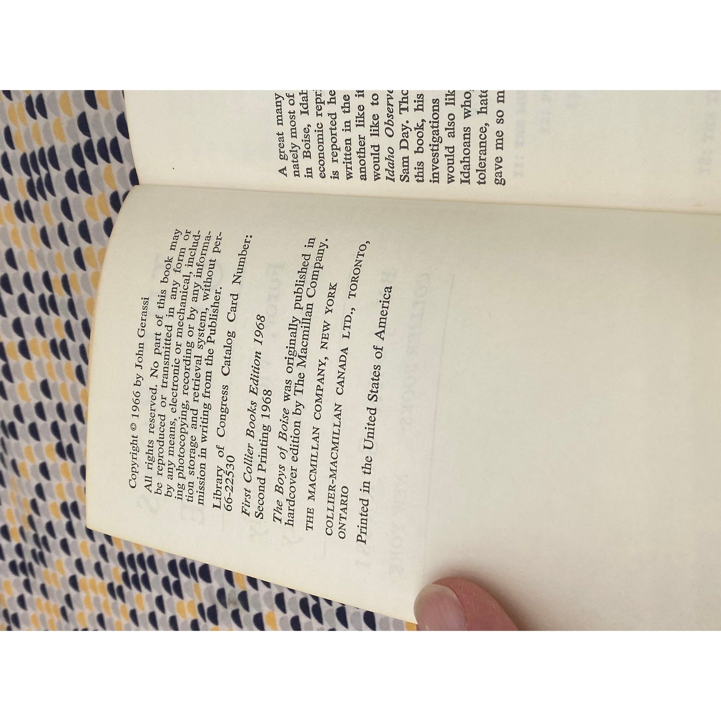 The Boys Of Boise - John Gerassi - Vintage Paperback Book - Collier/Macmillan Edition