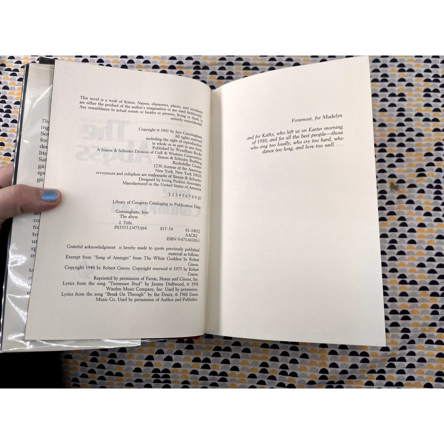 The Abyss - Jere Cunningham - Wyndham Books - Hardcover - 1st Edition