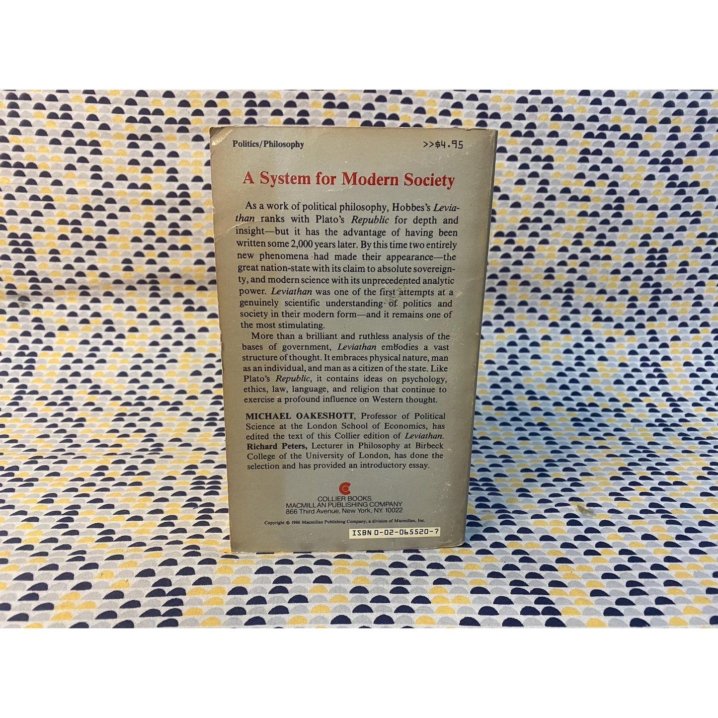 Leviathan - Thomas Hobbes - Vintage Paperback Book - Collier Edition