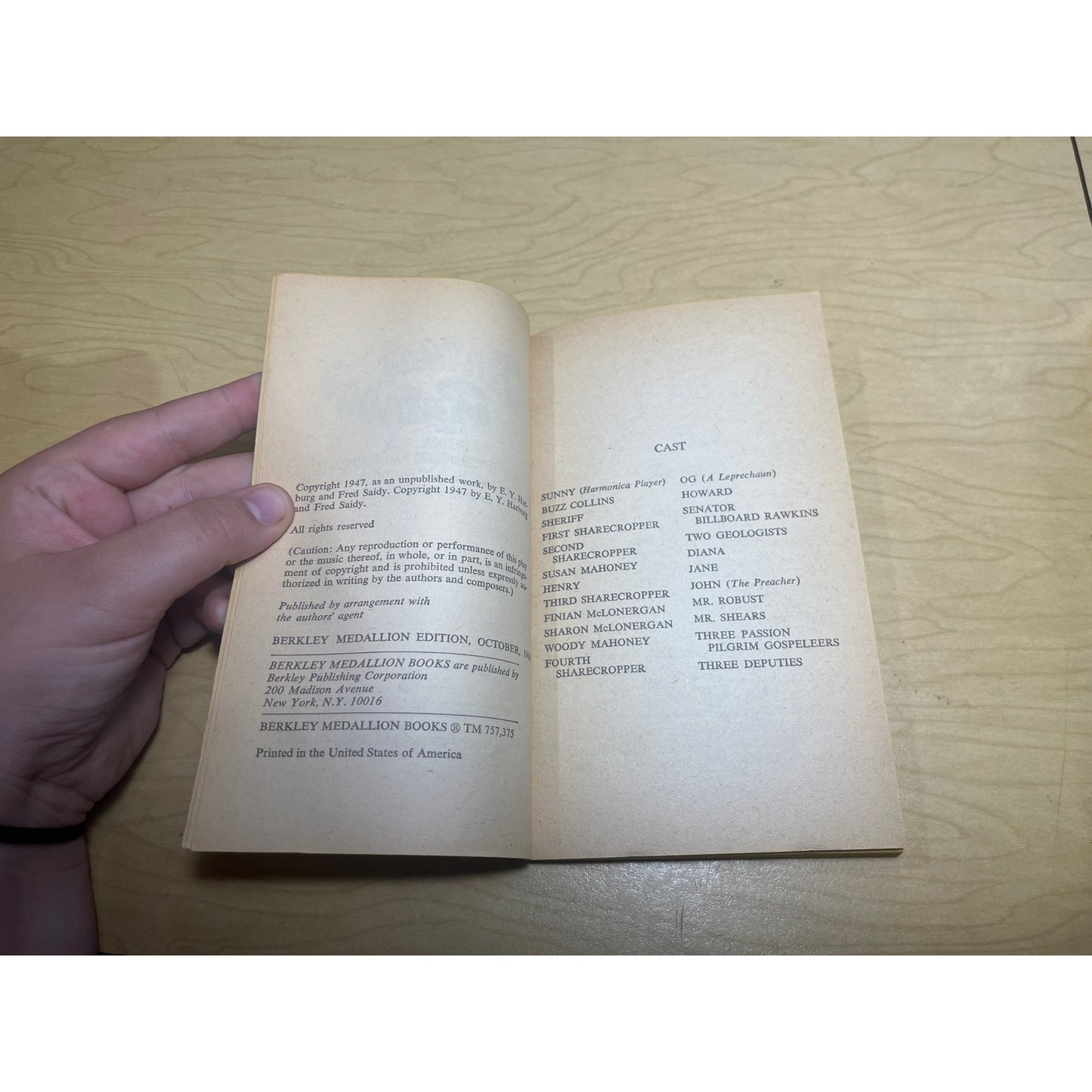 Finian's Rainbow - E. Y. Harburg & Fred Saidy - Berkley Medallion Book - Paperback