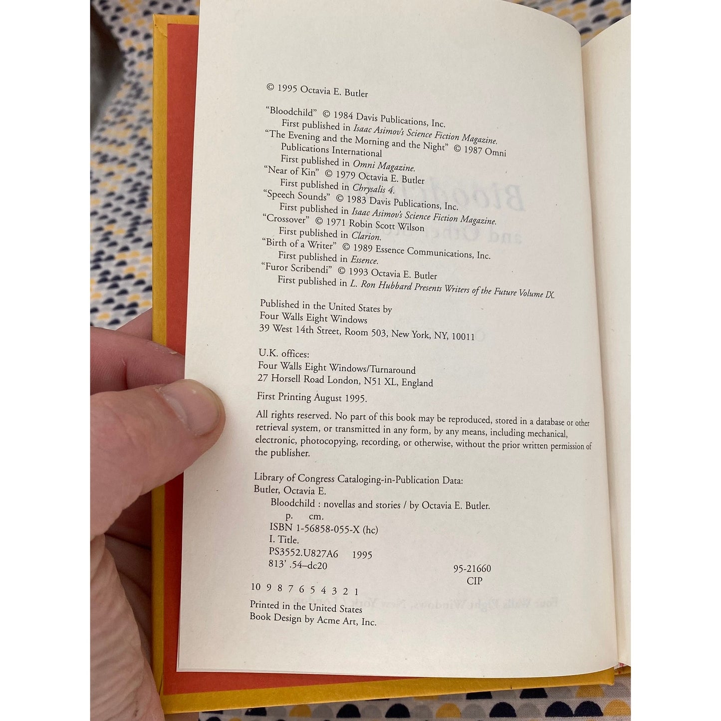 Octavia E. Butler - Bloodchild - Blood Child - Vintage Hardcover Book - 1st Edition / 1st Printing - 1995 Four Walls Eight Windows