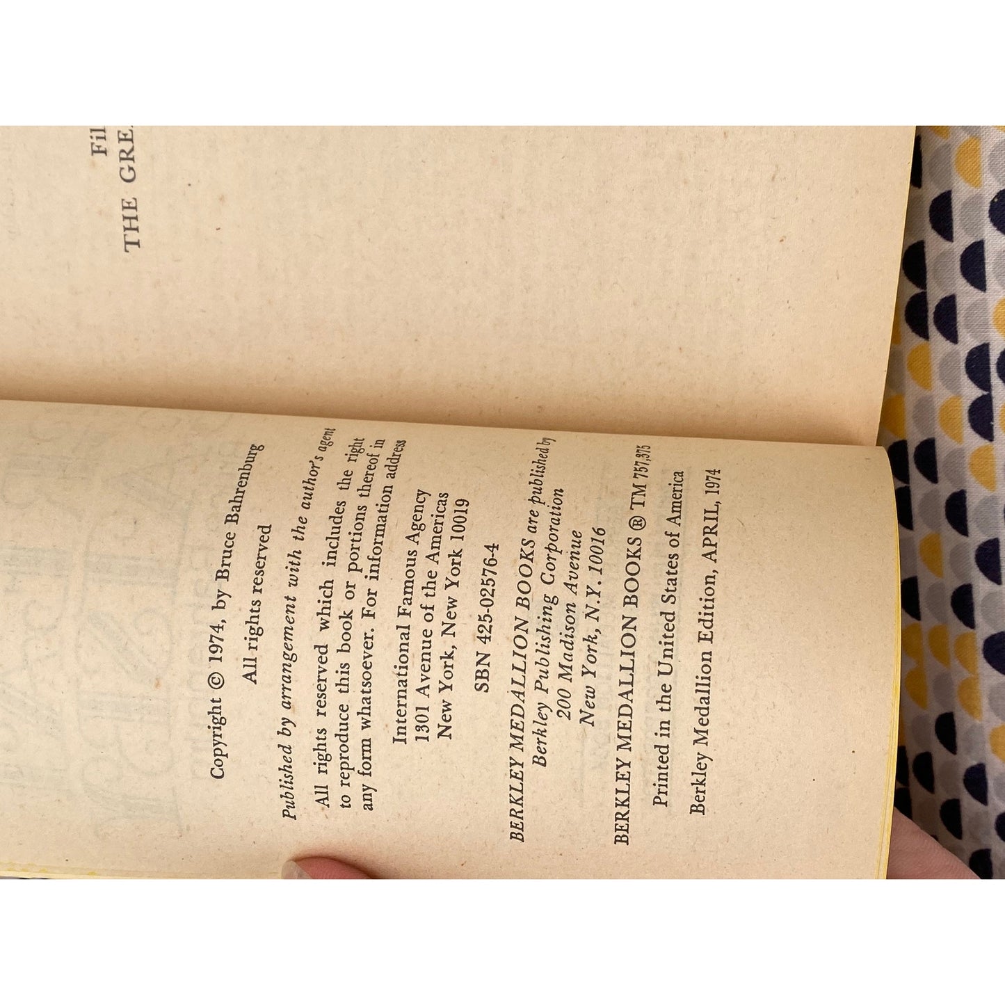 Filming The Great Gatsby - Bruce Bahrenburg - Vintage Paperback Book - Berkley Medallion Edition