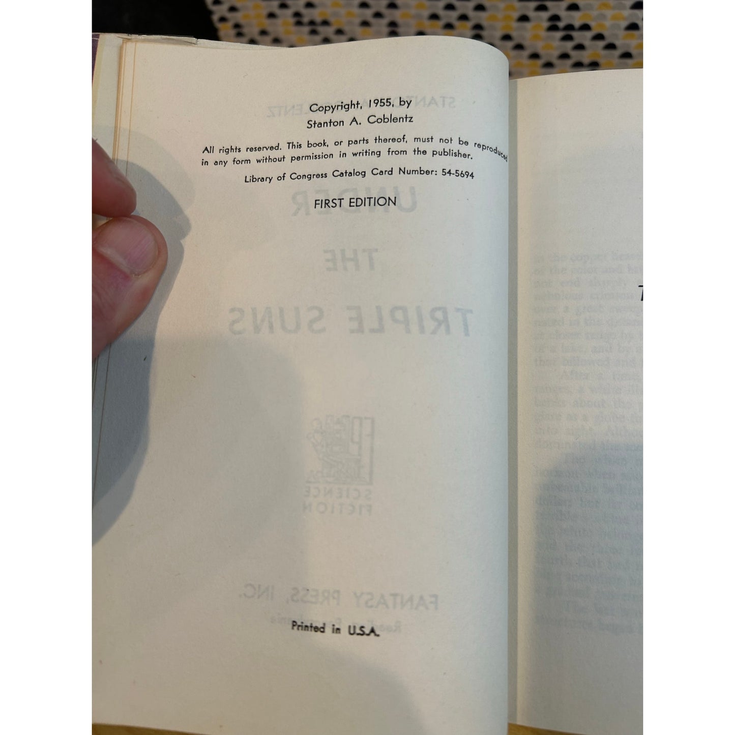 Under The Triple Suns - Stanton Coblentz - 1955 Fantasy Press 1st Edition - Hannes Bok Art
