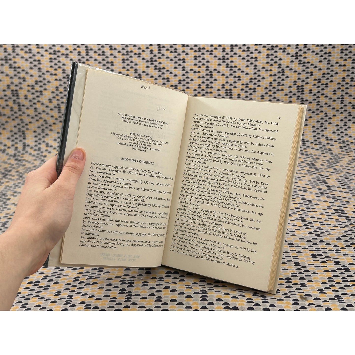 The Man Who Loved The Midnight Lady - Barry Malzberg - Doubleday -EX LIBRARY COPY