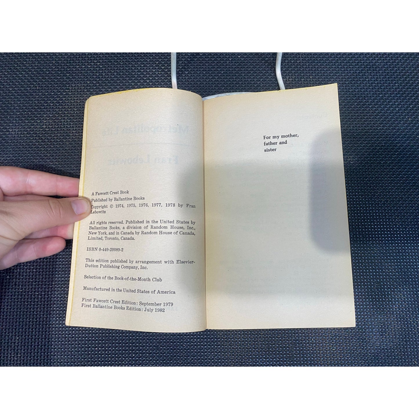 Metropolitan Life - Fran Lebowitz - Vintage Paperback Book - Fawcett Crest Edition