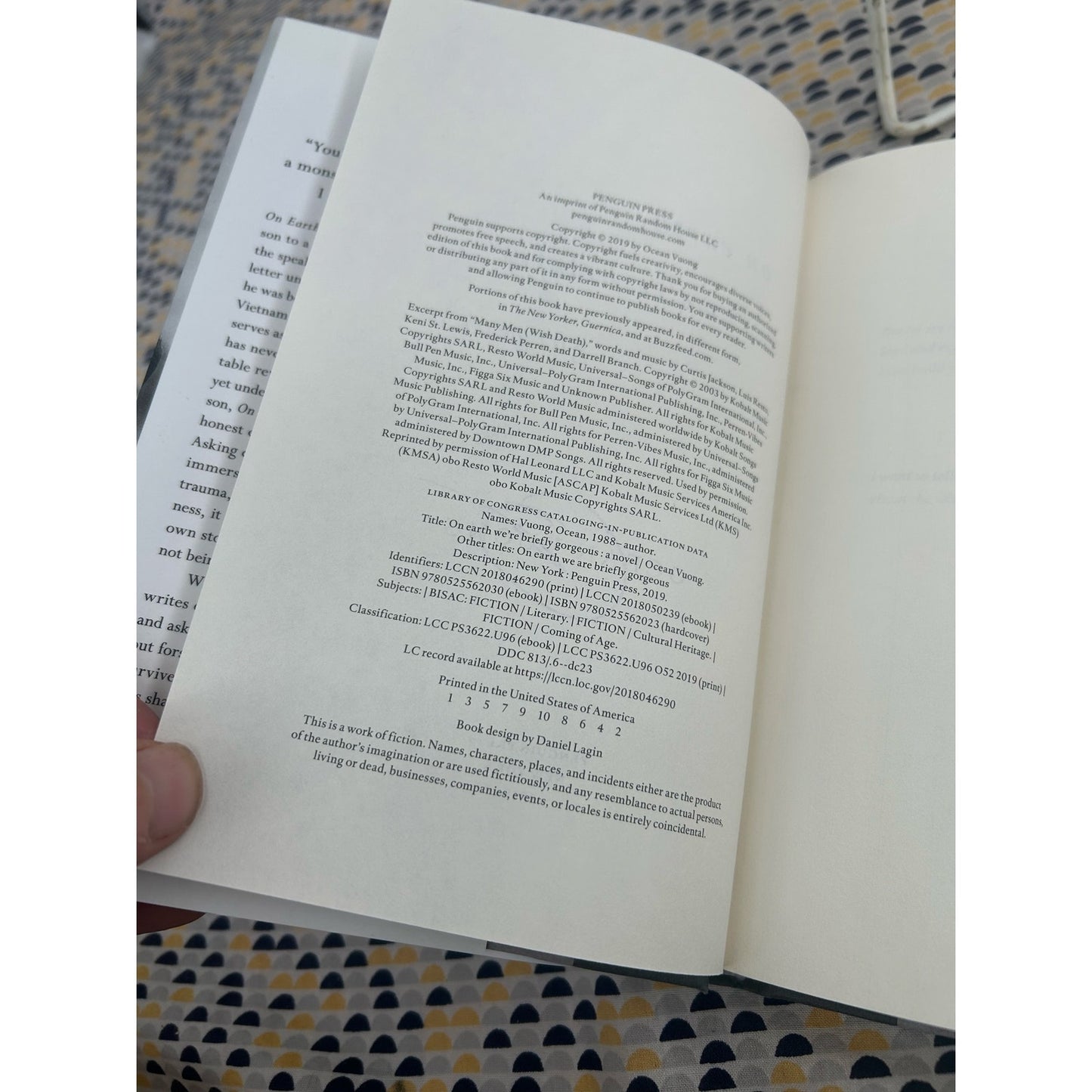 Signed 1st Edition - Ocean Vuong - On Earth We're Briefly Gorgeous - 2019 Penguin Press