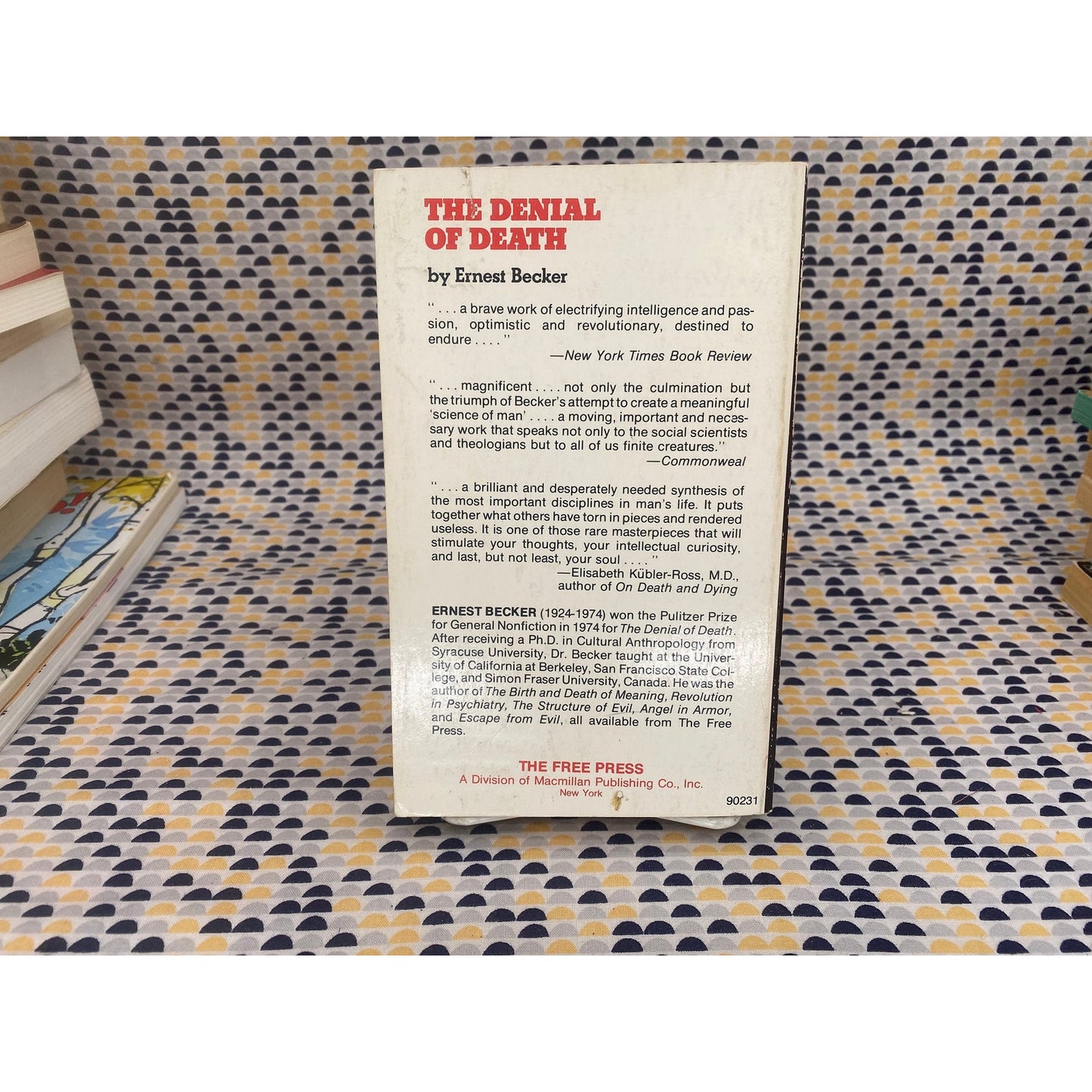 The Denial of Death - Ernest Becker - Vintage Paperback Book - Free Press Edition
