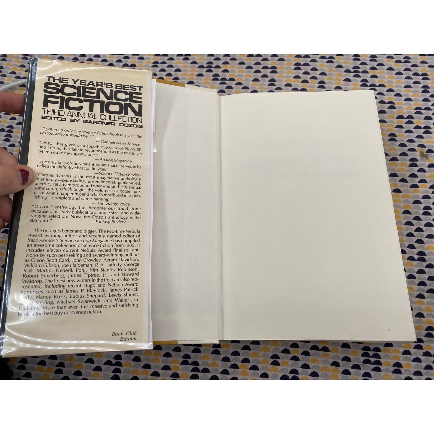 The Year's Best Science Fiction: 3rd Annual Collection - William Gibson, George RR Martin, Tiptree  - Gardner Dozois, editor -Hardcover BlueJay Edition