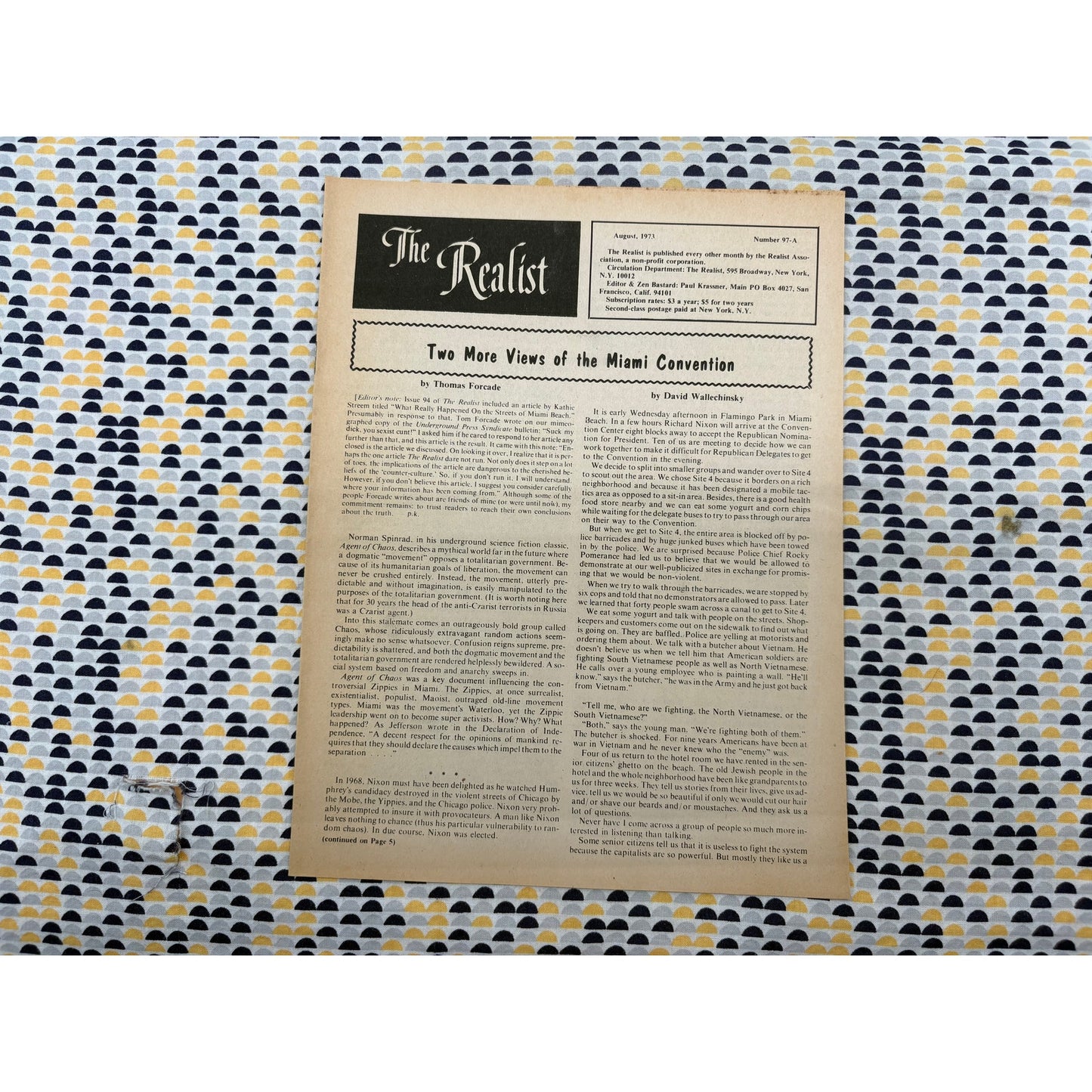 The Realist Magazine - Counterculture Newspaper- Vintage Paper