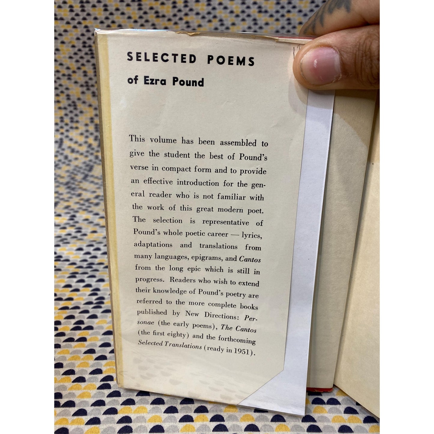 Selected Poems of Ezra Pound - Vintage Hardcover Book - New Classics Edition