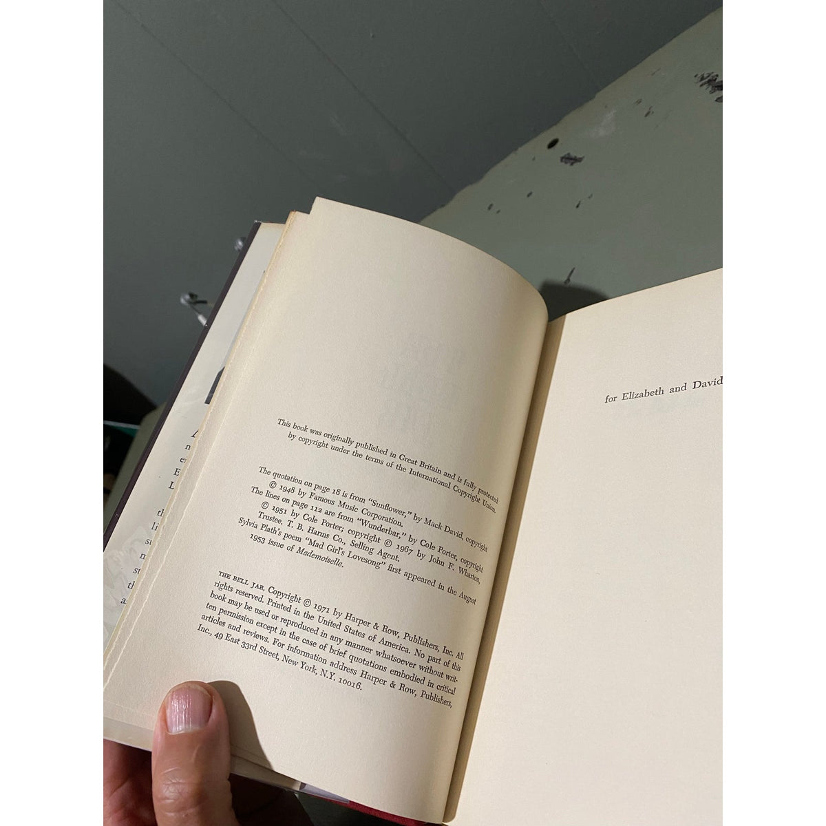 The Bell Jar - Sylvia Plath - Hardcover - 1971 Harper and Row - Club Edition