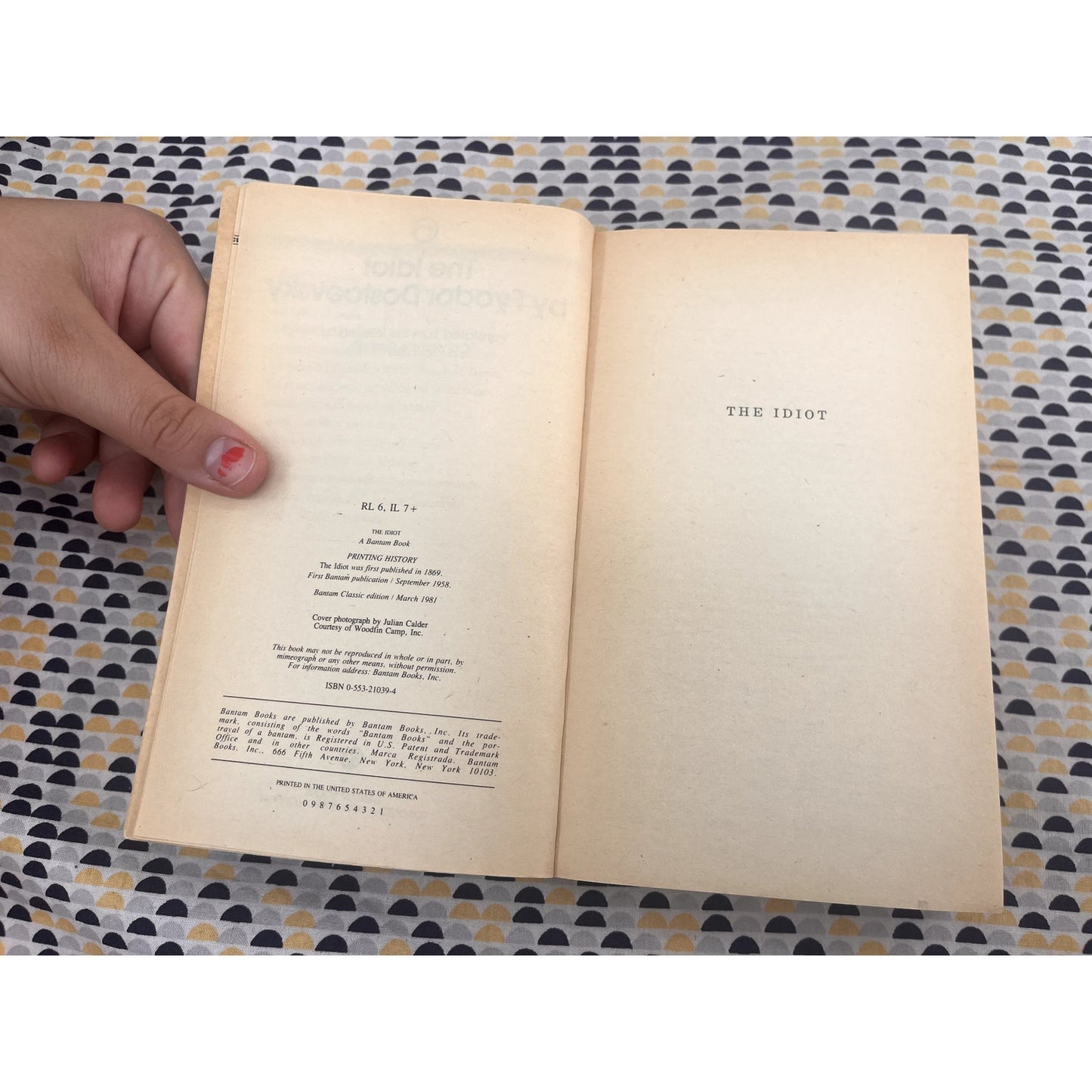The Idiot - Fyodor Dostoyevsky - Vintage Paperback Book - Bantam Edition