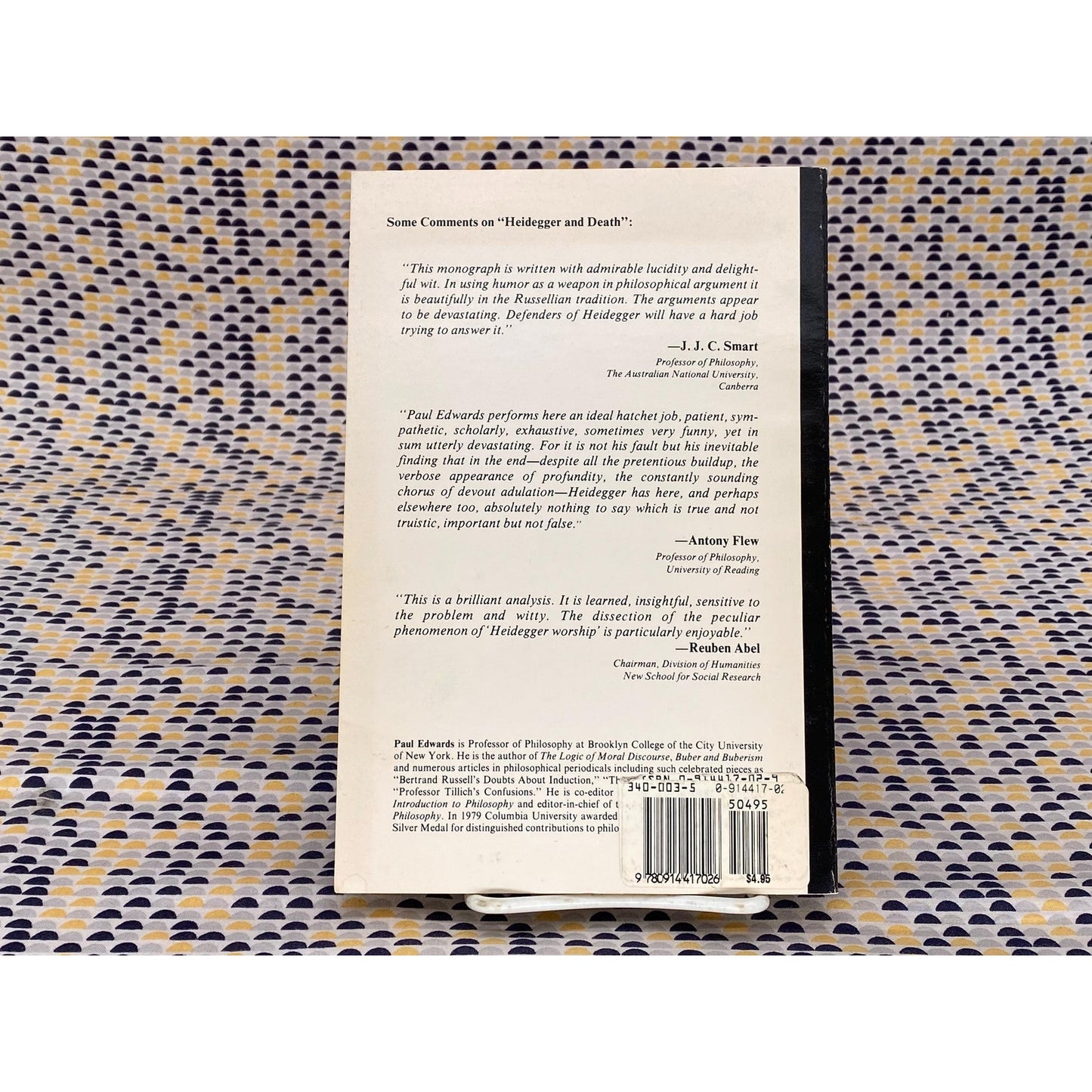 Monist Monograph Number I - Heidegger On Death: A Critical Evaluation - Paul Edwards - Vintage Paperback Book -The Hegeler Institute Edition