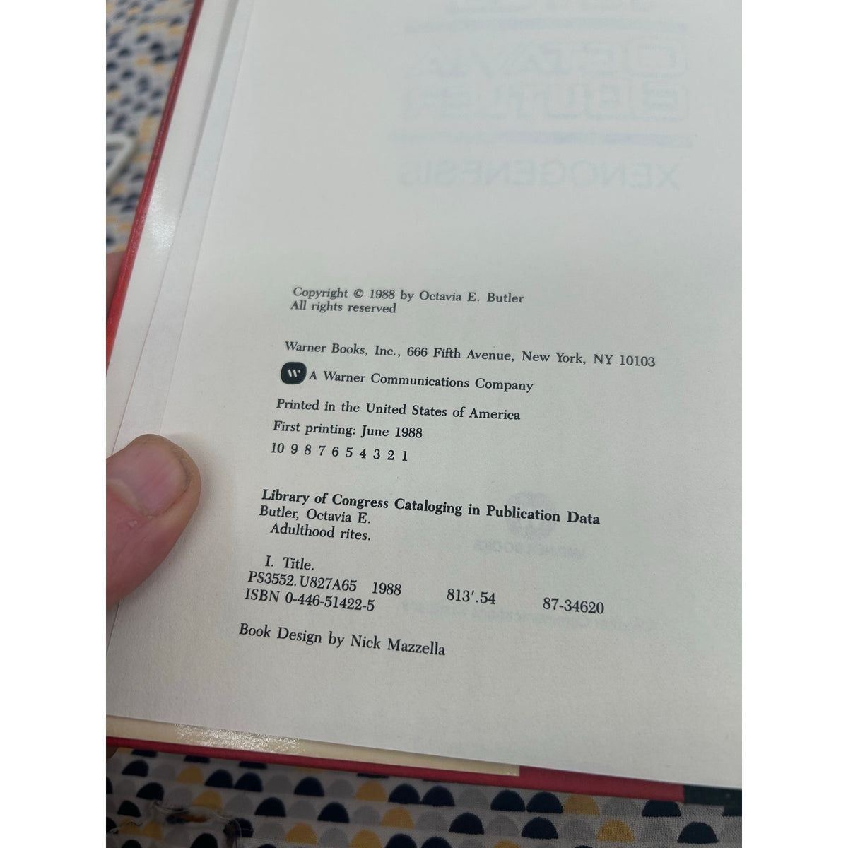 Octavia E. Butler - Adulthood Rites - Vintage Hardcover Book - 1st Edition / 1st Printing - 1988 Warner Books
