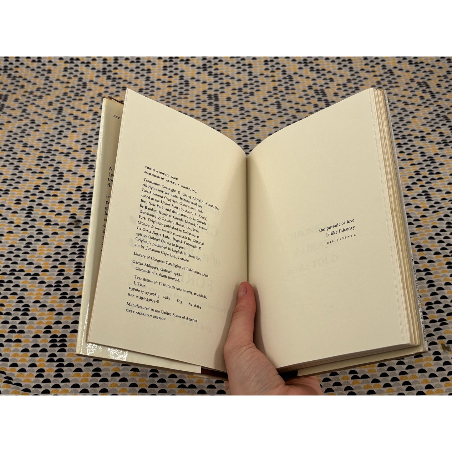 Chronicle of a Death Foretold - Gabriel García Márquez - Knopf - Hardcover - 1st American Edition