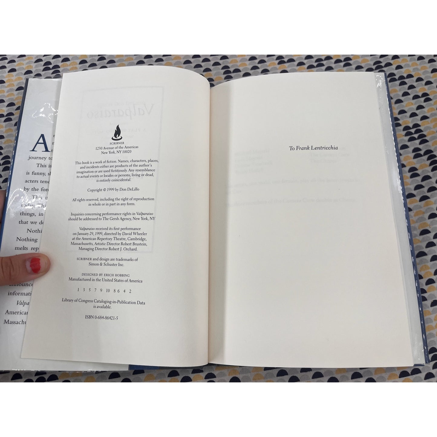 Valparaiso - Don Delillo - Scribner - Hardcover - 1st Edition 1st Printing
