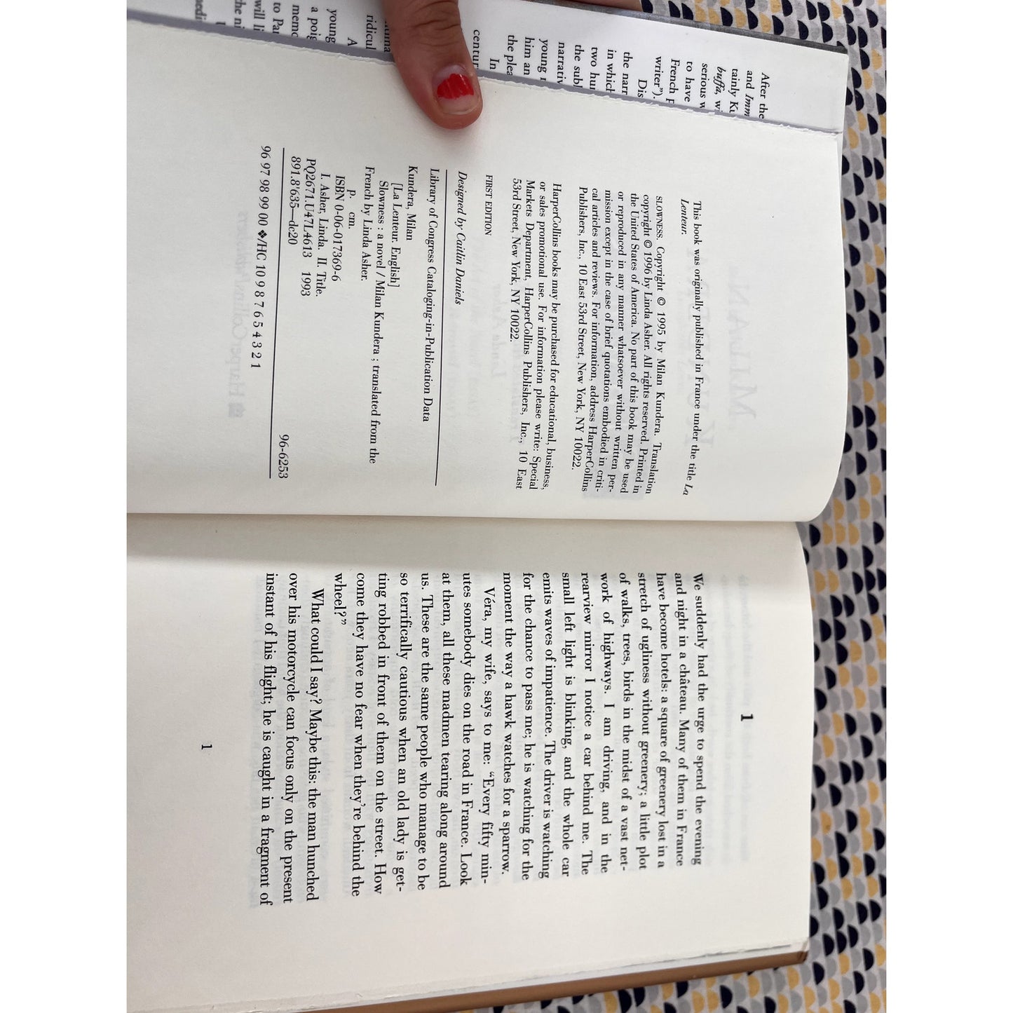 Slowness - Milan Kundera - Harper Collins Books - Hardcover - 1st Editon