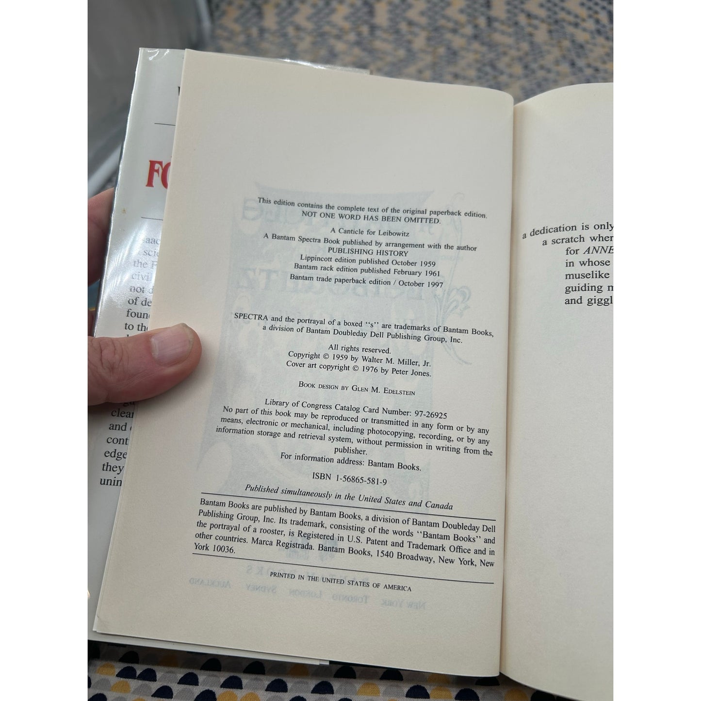 A Canticle For Leibowitz - Walter M. Miller Jr - Bantam Spectra - 1988 Hardcover Edition