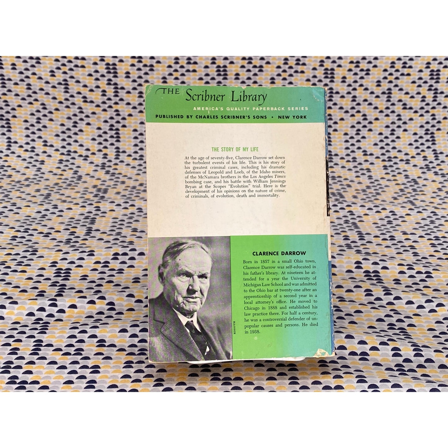 The Story Of My Life - Clarence Darrow - Vintage Paperback Book - Charles Scribner's Sons Edition