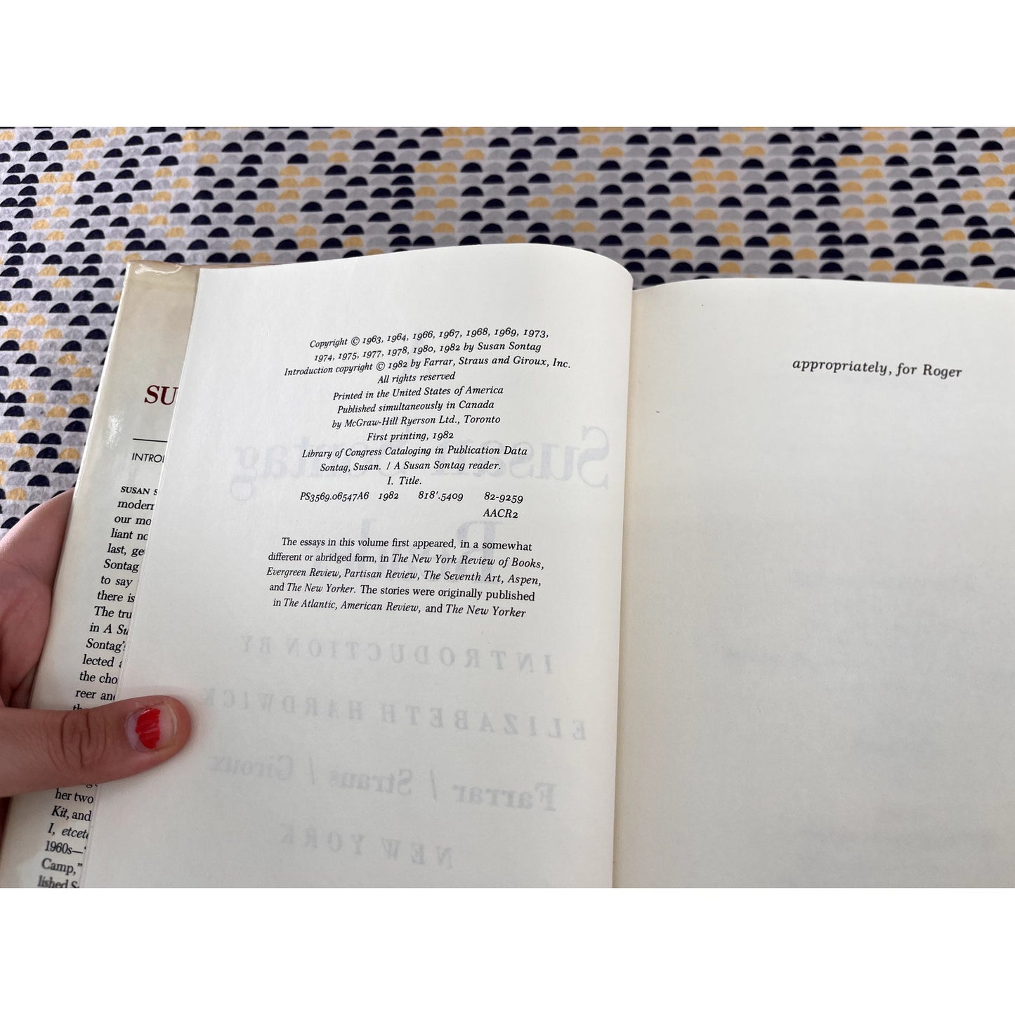 A Susan Sontag Reader - 1st Edition 1st Printing - Farrar, Straus, Giroux Books - Hardcover