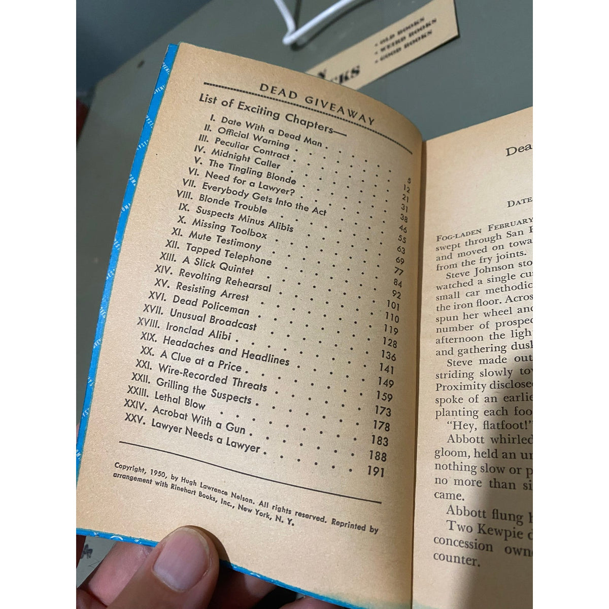 Dead Giveaway - Hugh Lawrence Nelson - Dell Muystery 520 - Mapback- Vintage Paperbacks