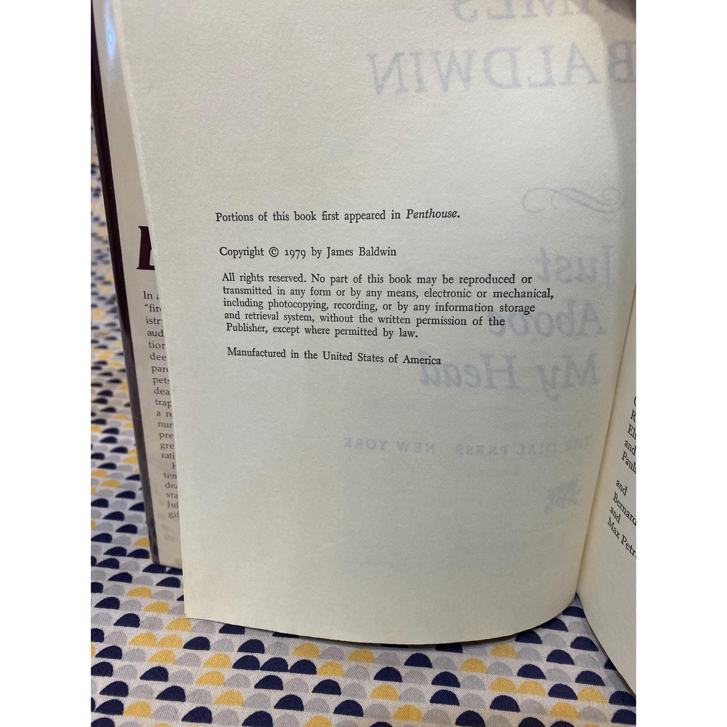 Just Above My Head - James Baldwin - Hardcover - The Dial Press - Club Edition