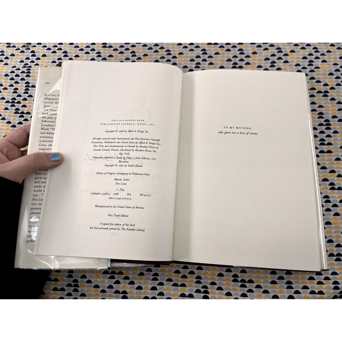 Signed 1st Edition - Eva Luna - Isabel Allende - Knopf Books - Hardcover