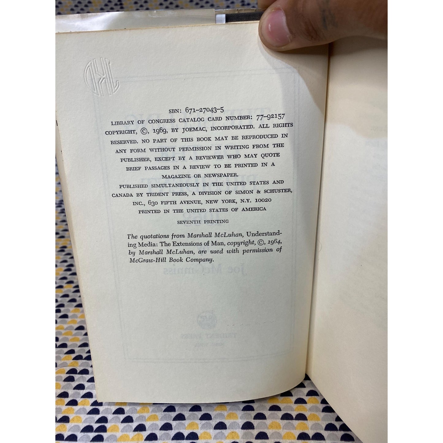 The Selling of the President 1968 - Joe McGinnis - Nixon - Hardcover - Trident Press