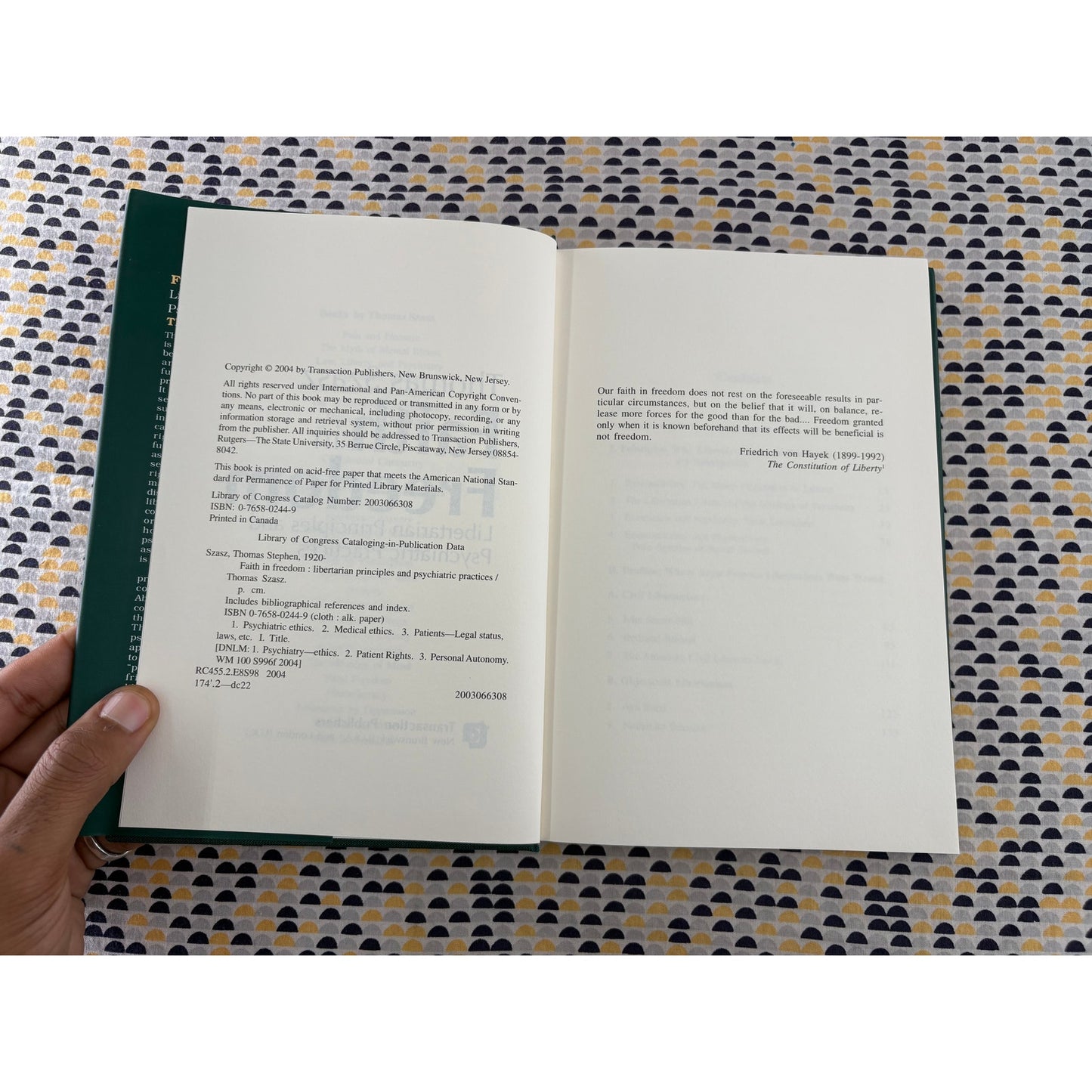 Faith In Freedom - Thomas Szasz - Libertarian -  Transaction - Hardcover