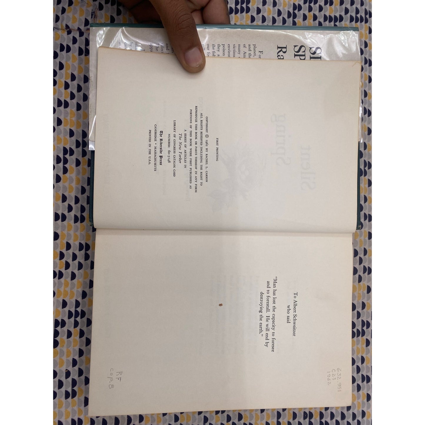 Silent Spring - Rachel Carson - Hardcover - EX LIBRARY - 1st Edition 1st Printing