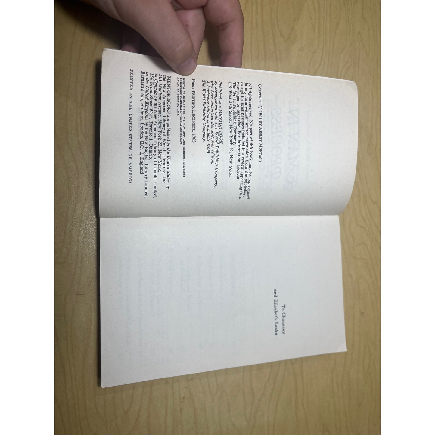 Man in Process - Ashley Montagu - A Mentor Book - Paperback