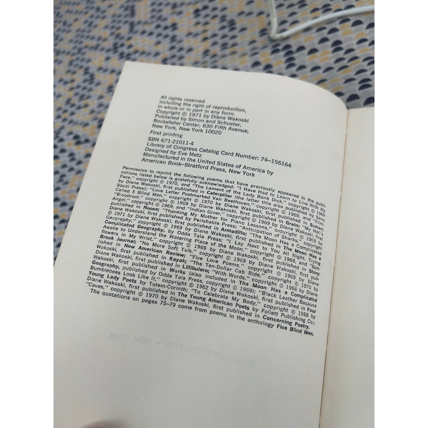 Diane Wakoski - The Motorcycle Betrayal Poems - First Edition Hardcover - 1971 Simon and Schuster