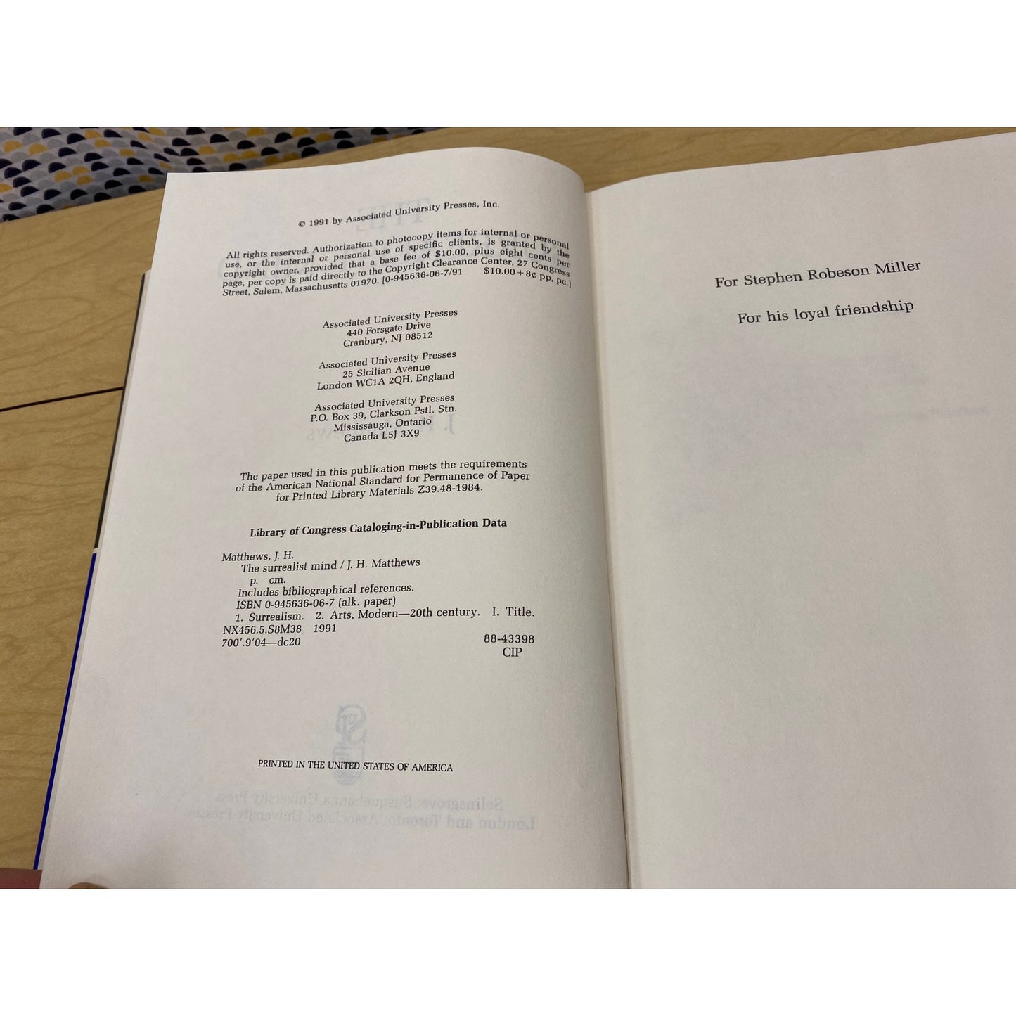 The Surrealist Mind - J.H. Matthews - Vintage Hardcover Book - Susquehanna University Press