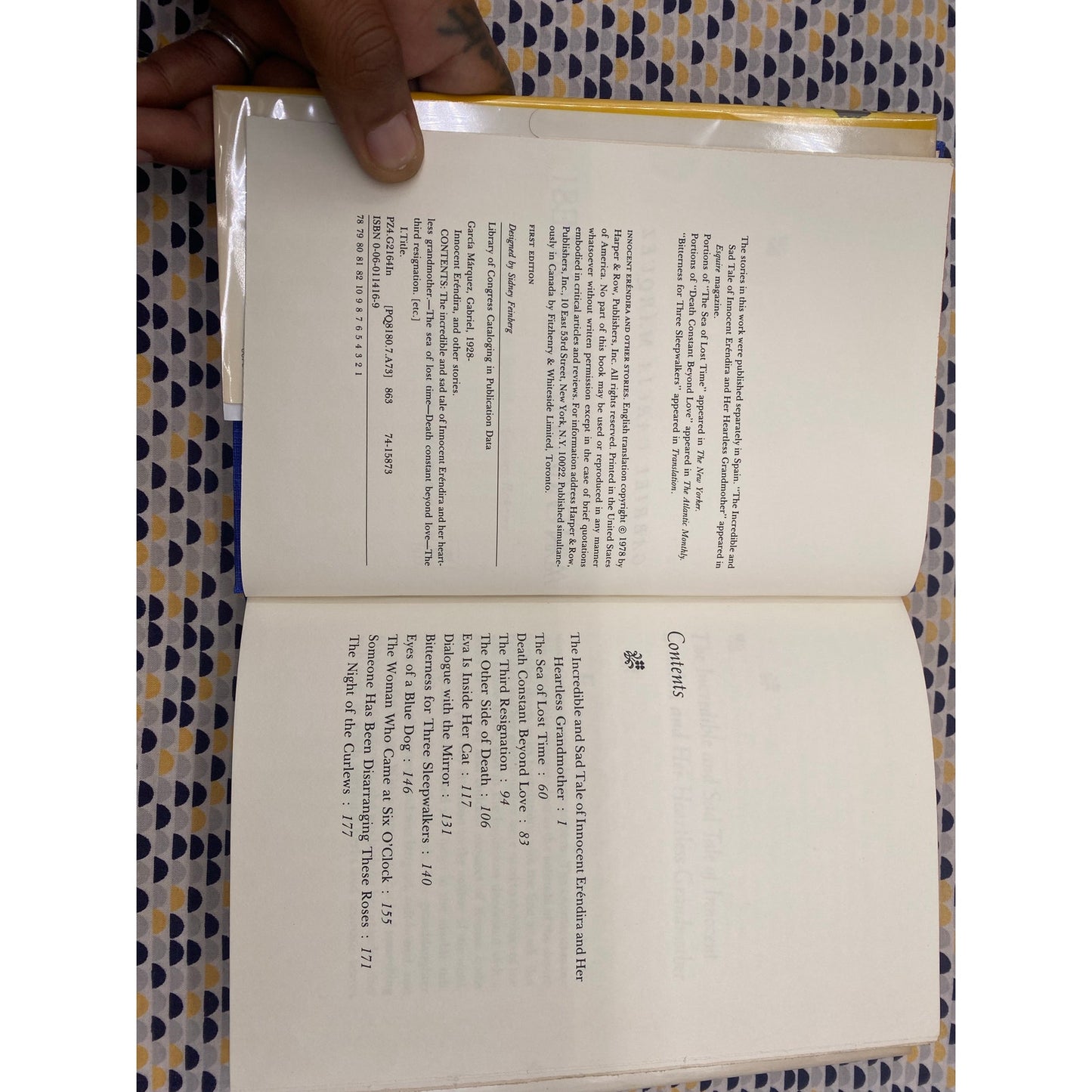 Innocent Erendira - Gabriel Garcia Marquez - Hardcover Book - Harper and Row - 1st American Edition, 1st Printing