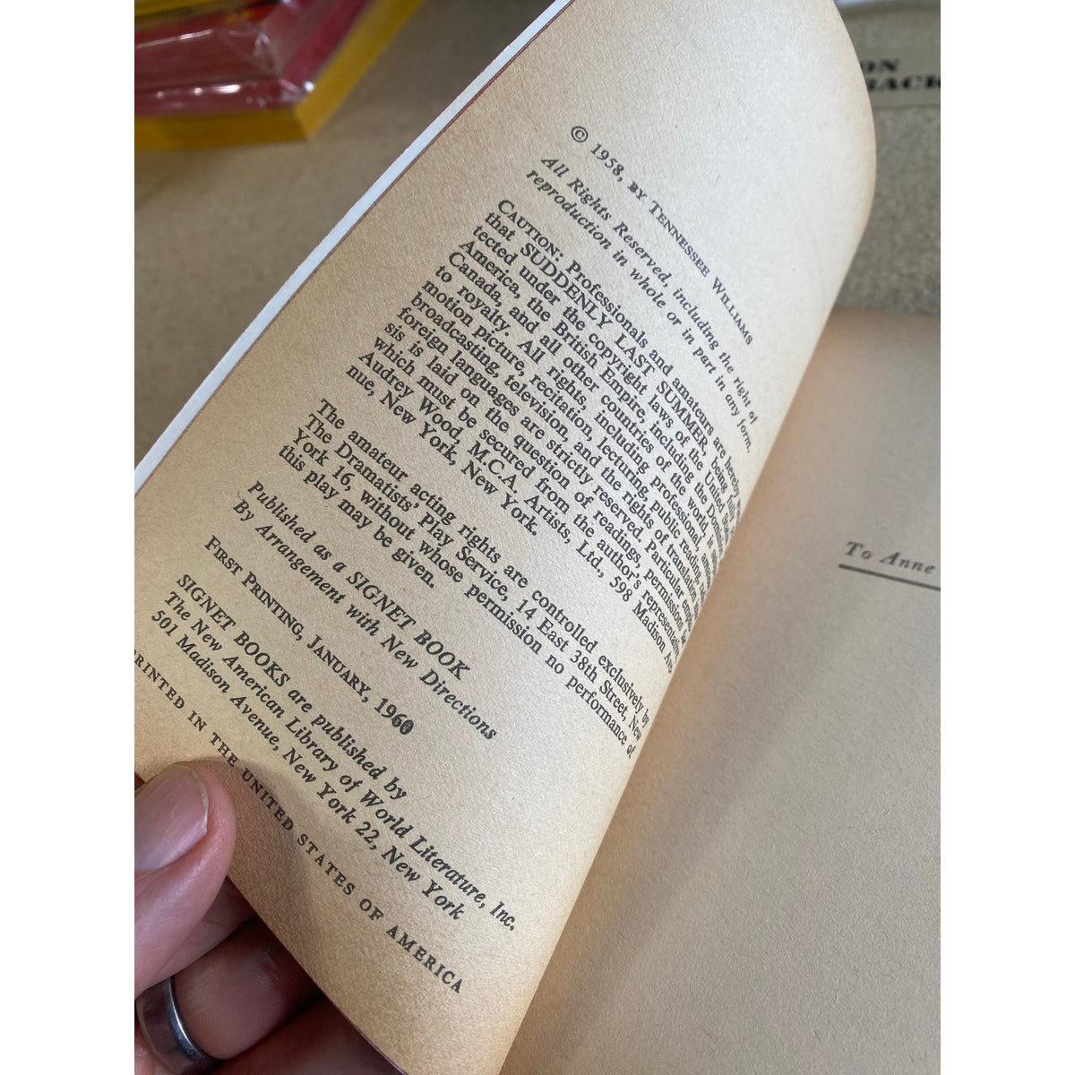 Tennesee Williams - Suddenly Last Summer - Signet - Movie Tie-In Edition